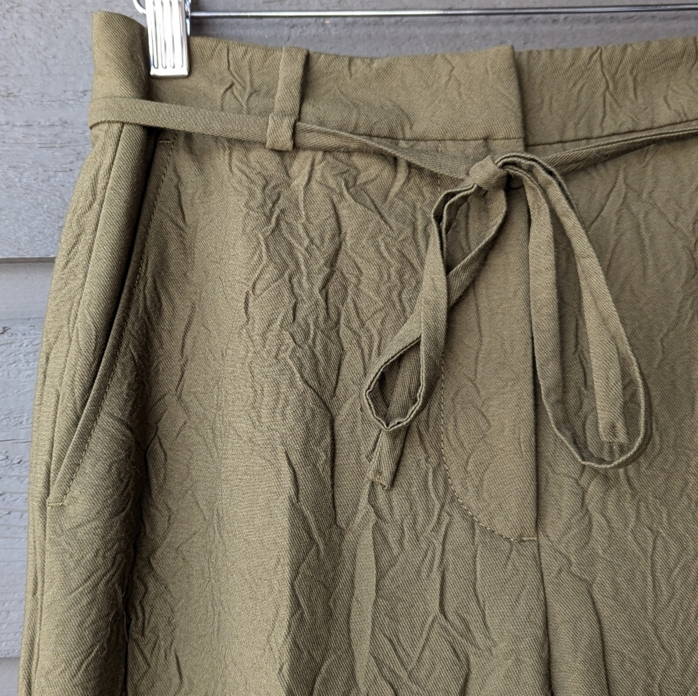 NWOT Zara Olive Green Textured High Rise Wide Leg Trousers Size XS - Picture 2 of 10